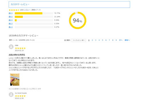 カスタマーレビューが充実